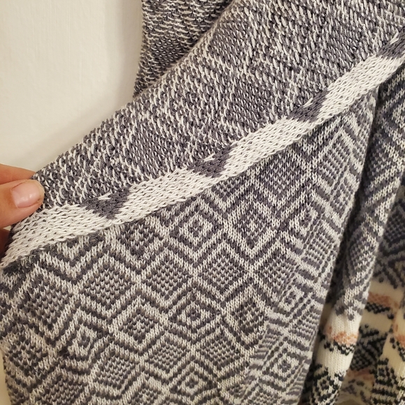 Absolutely Famous Cardigan Knitted Open Front Waterfall Pink Gray Crem Lace XL - Picture 4 of 13